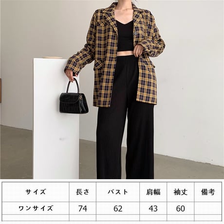 テーラードジャケット チェック柄 韓国ファッション レディース ジャケット ライトアウター シングルブレスト DTC-612641890179