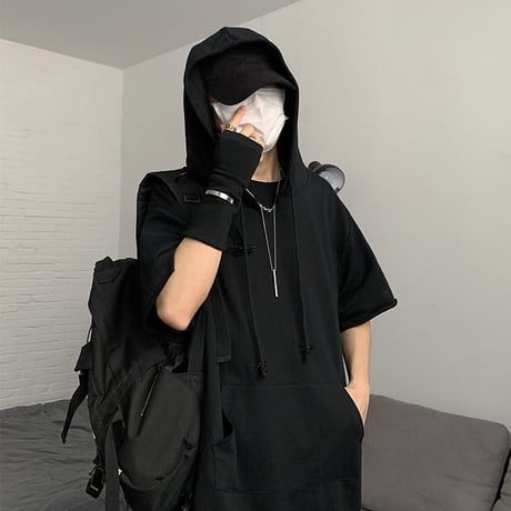 半袖 パーカー ユニセックス メンズ レディース プルオーバー 無地 オーバーサイズ 大きいサイズ ルーズ ストリート TBN-622664618988