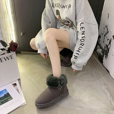 ムートンブーツ ファーブーツ サイドジッパー 23.0～25.5cm 韓国ファッション レディース ファー ブーツ もこもこ 防寒 カジュアル ガーリー 631571910004
