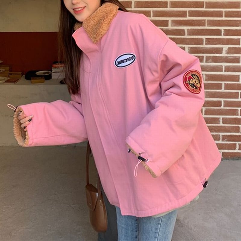 リバーシブル 2way ボアジャケット ボアブルゾン アウター 両面 暖かい