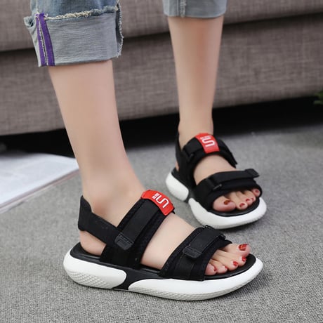 スポーツサンダル フラット スポサン 4.0cm 韓国ファッション レディース サンダル ベルト マジックテープ フラットサンダル 厚底サンダル 厚底 かわいい 歩きやすい 591478910904