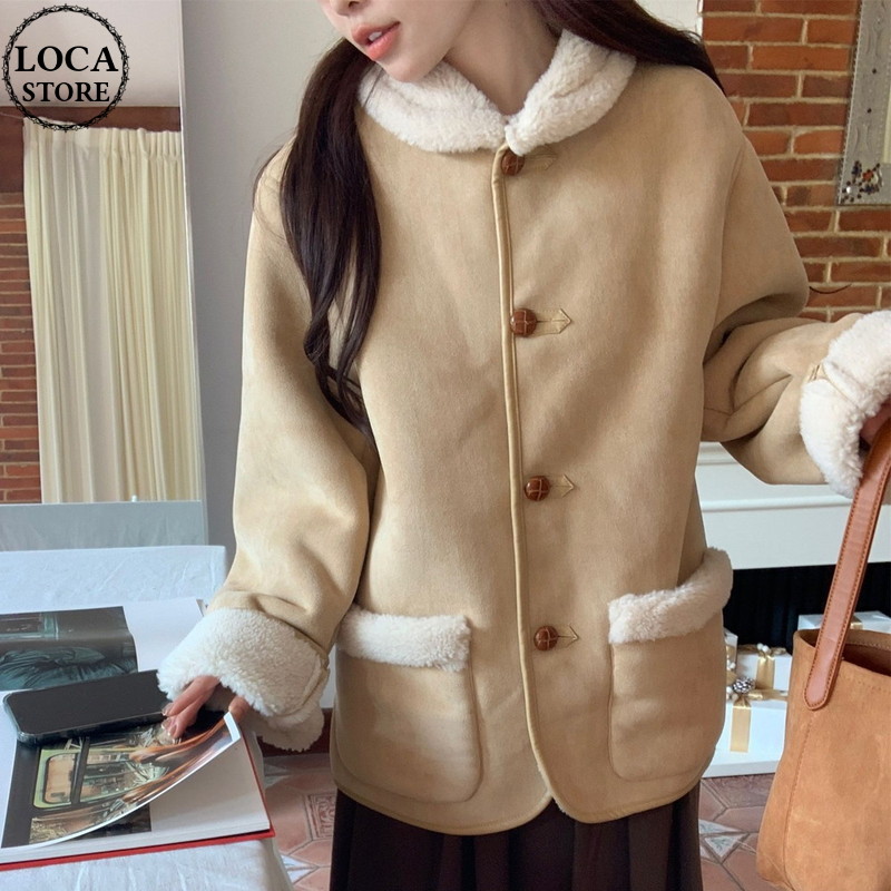 ボア ショートコート ボアジャケット フェイクラムウール