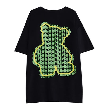 ユニセックス Tシャツ 半袖 クマちゃん ベアー レタープリント オーバーサイズ 韓国ファッション メンズ レディース カジュアル ストリートファッション DTC-644216065107
