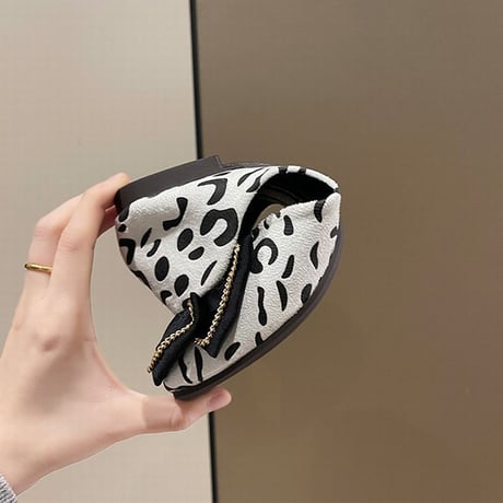 パンプス リボン 22.5～25.0cm フラットシューズ ローヒール 無地 ヒョウ柄 レオパード スクエアトゥ 歩きやすい 美脚 韓国ファッション レディース DTC-666813367025