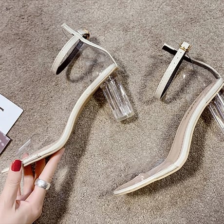 サンダル クリアヒール クリアストラップ ヒール7cm 韓国ファッション レディース サンダル クリア キュート 痛くない かわいい 靴 歩きやすい 613814252470