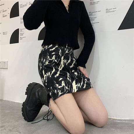 ミニスカート タイダイ染め 台形スカート Aライン ハイウエスト 韓国ファッション レディース タイトスカート レトロ 大人可愛い ガーリー DTC-635660946074_D