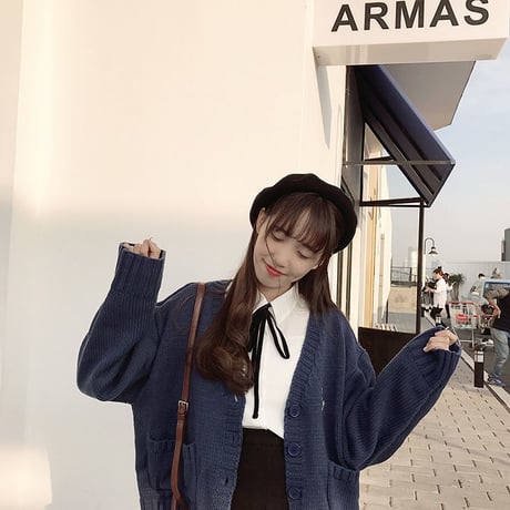 レディース カーディガン ニットカーディガン ニットカーデ 無地 シンプル 厚手 大人カジュアル 韓国 韓国ファッション (DTC-573655301440)
