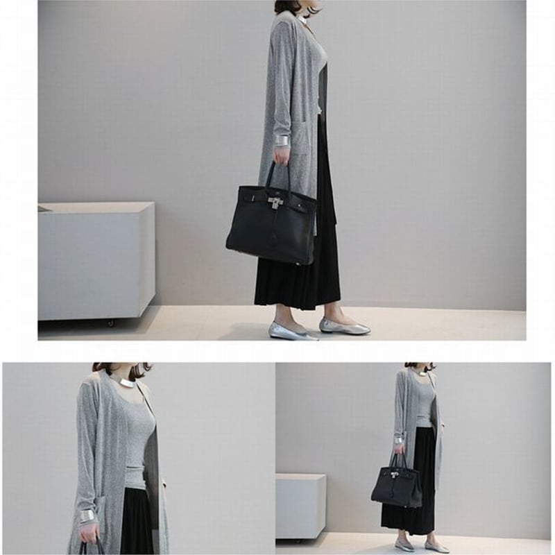 HERMES ウェストレザー プリーツロングスカート HERMES ウェストレザー プリーツロングスカート