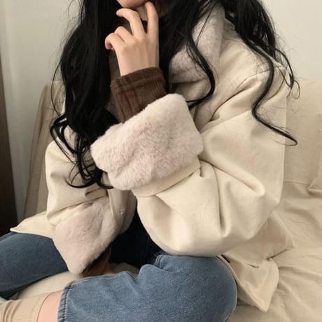 ボアジャケット もこもこ ウール 防寒 韓国ファッション レディース ボアブルゾン ルーズ ボア 長袖 ゆったり 大人可愛い ガーリー DTC-628316384541