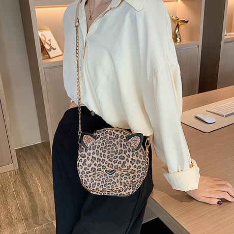 猫モチーフ スパンコール ショルダーバッグ ミニバッグ チェーンストラップ アニマルバッグ 丸い 斜めがけ シンプル 肩掛け レトロ かわいい ガーリー DTC-598736833746