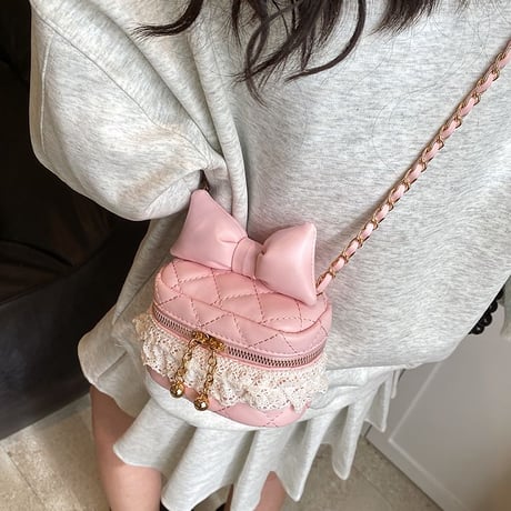 ショルダーバッグ リボン レース キルティング ミニバッグ ポーチ チェーンバッグ オールシーズン バッグ 大人可愛い ガーリー 韓国ファッション レディース DTC-771485719569