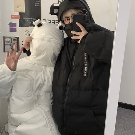 ユニセックス ダウンジャケット カエル フードジャッパー ルーズ 韓国ファッション メンズ レディース 男女兼用 ジップアップ ゆったり カジュアル ストリート系 DTC-631426595628