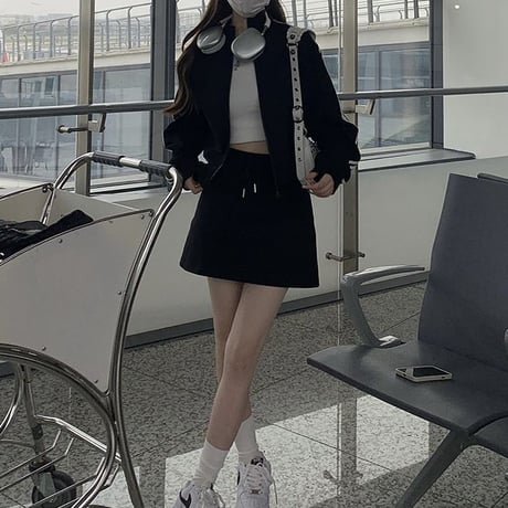 セットアップ 上下セット サイドライン ジャケット ミニスカート 長袖 ゆったり ルーズ レトロ カジュアル 韓国ファッション レディース 大人可愛い ガーリー DTC-731462924006