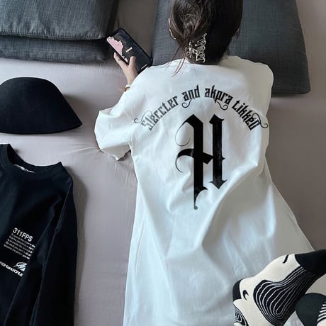 【3カラー】 ユニセックス Tシャツ 半袖 バックプリント オーバーサイズ 韓国ファッション メンズ レディース レトロ カジュアル 韓国ストリート系ファッション DTC-677170781020