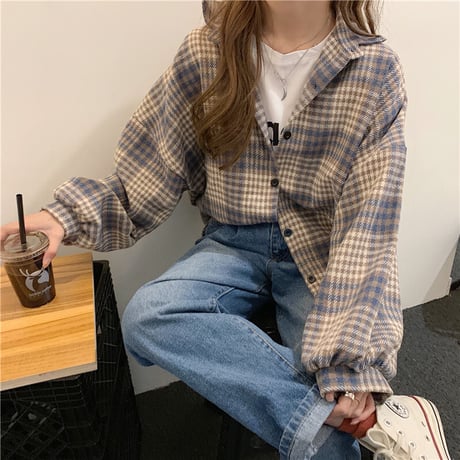 チェック柄 シャツ 起毛 オーバーサイズ 長袖 韓国ファッション レディース チェックシャツ シャツジャケット ルーズ 大きいサイズ ゆったり 大人可愛い ガーリー DTC-628559041267