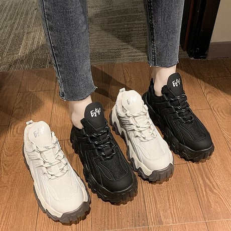 ダットスニーカー レースアップ ヒール6cm 厚底 22.5～25.0cm 韓国ファッション レディース 厚底スニーカー 歩きやすい スポーツ かわいい ガーリー 612789956033