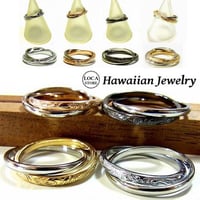【ハワイアンジュエリー / HawaiianJewelry】 2連リング 金属アレルギー対応 指輪 シルバー ブラック ピンクゴールド イエローゴールド サージカルステンレス (grs8363)