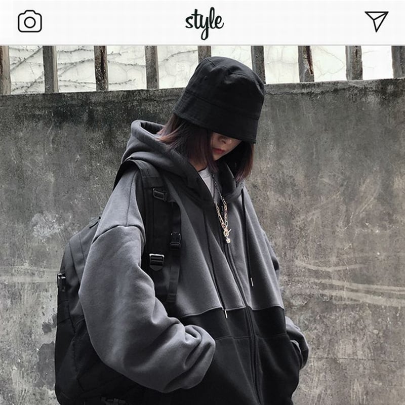 ユニセックス バイカラー ジップアップ パーカー 裏起毛 韓国 ユニセックス バイカラー ジップアップ パーカー 裏起毛 韓国
