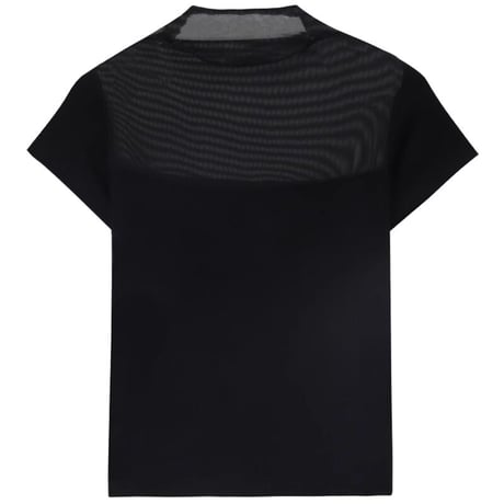 シアーカットソー tシャツ シースルー メロウフリル ハーフハイネック トップス 半袖 レトロ 韓国ファッション レディース 大人可愛い ガーリー DTC-676840348749