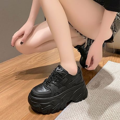 厚底 ダッドスニーカー 22.0～24.5cm レースアップ スニーカー ダッドシューズ スポーツ 厚底スニーカー カジュアル 靴 韓国ファッション レディース DTC-733970773004