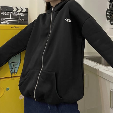 パーカー プルオーバー プラスベルベット ウサギ耳 フードジップ ルーズ 韓国ファッション レディース ゆったり 大きめ カジュアル ストリート系 DTC-632251286193