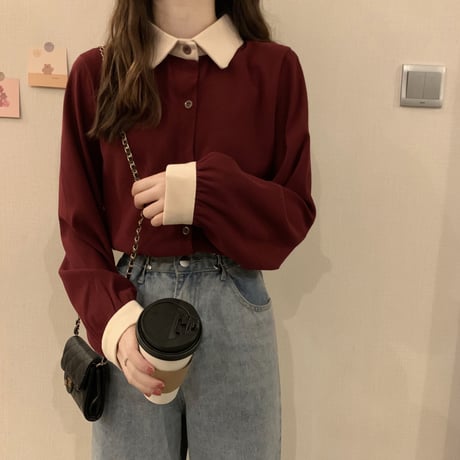 シャツ ブラウス リボンタイ パフスリーブ ルーズ 長袖 レトロ 韓国ファッション レディース 大人可愛い ガーリー DTC-659642910608