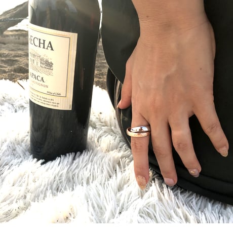 【HAWAIIANJEWELRY / ハワイアンジュエリー】 2連 リング 指輪 K14コーティング ピンクゴールド シルバー サージカルステンレス ステンレス ノンアレルギー (grs8653)