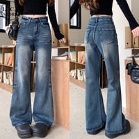 デニムパンツ ブラスト加工 スリム Gパン デニム ドレープ ボトムス ハイウエスト ルーズ パンツ ズボン レトロ 大人可愛い ガーリー カジュアル DTCA-863235522285
