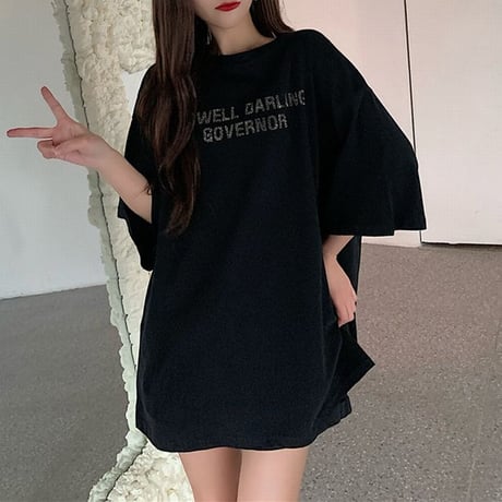 Tシャツ 半袖 スパンコール 羽 エンジェルくまちゃん シンプル ガーリー フェミニン カジュアル 韓国ファッション レディース 韓国ストリートファッション DTC-639357224388