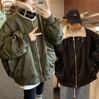 ボアカラーブルゾン MA-1 ネックベルト オーバーサイズ ラムウール 韓国ファッション レディース ジャケット ブルゾン アウター 防寒 ボア カジュアル DTC-628885333328