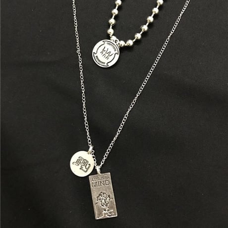 2セット ネックレス コイン プレート メダル チェーン付 ペンダント 金属アレルギー対応 チタン ユニセックス ストリート TBN-597612100572