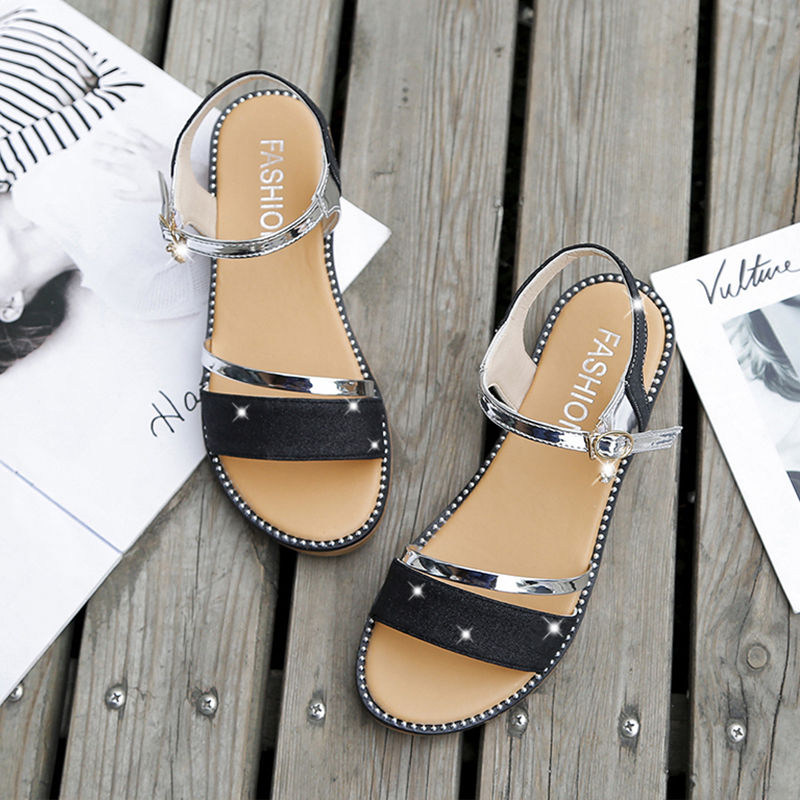 フラットサンダル アンクルストラップ 韓国ファッション レディース