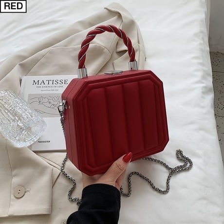【7カラー】 2wayバッグ ショルダーバッグ ハンドバッグ チェーンストラップ スクエアバック トランクバック 韓国ファッション レディース 大人可愛い ガーリー DTC-651557135282