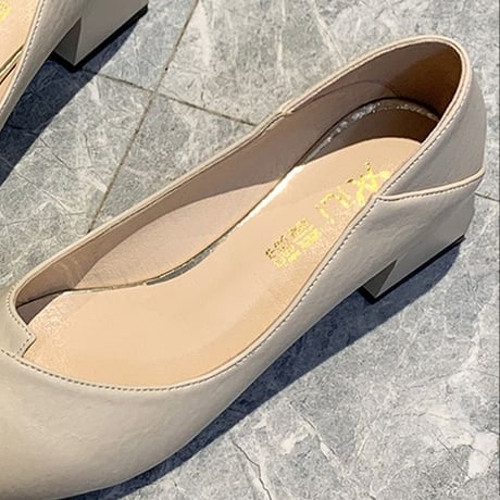 パンプス チャンキーヒール バブーシュ スクエアトゥ 韓国ファッション レディース 潰し履き 歩きやすい DTC-599533235253