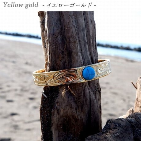 【HAWAIIANJEWELRY / ハワイアンジュエリー】 バングル メンズ レディース スクロール カレイキニ プルメリア サージカル ステンレス 金属アレルギー対応 (gbg8137)