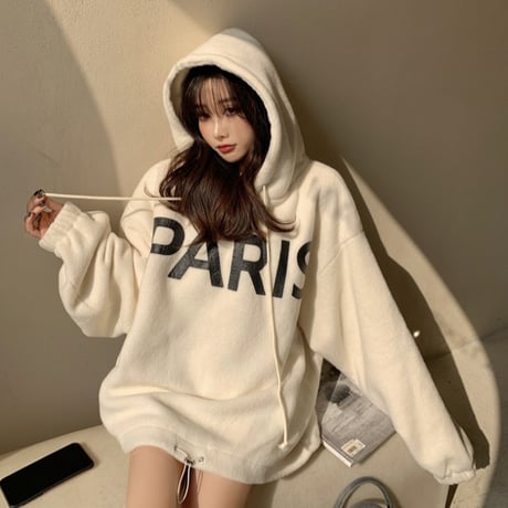 フリース パーカー プルオーバー ルーズ 韓国ファッション レディース フーディー ゆったり 大きめ カジュアル ストリート系 DTC-631590232469