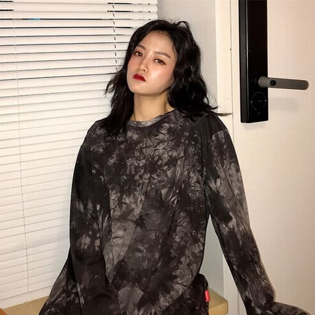 ユニセックス 長袖 Tシャツ メンズ レディース シンプル タイダイ染め ロンT オーバーサイズ 大きいサイズ ストリート TBN-601634562457