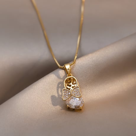 ネックレス サンダルモチーフ CZ チェーン付き ペンダント アクセサリー 合金 K14メッキ シンプル ジュエリー シルバー ゴールド DTC-644446549094