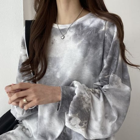 タイダイ柄 ロンT クルーネック オーバーサイズ プルオーバー シンプル tシャツ トップス ルーズ 長袖 レトロ 大人可愛い ガーリー ストリート女子 カジュアル DTCA-654722983078