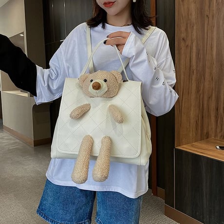 クマのぬいぐるみ 2WAYバッグ ハンドバッグ バッグパック リュックサック ミニバッグ アニマルバッグ シンプル 鞄 レトロ DTC-624226656714