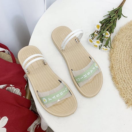 2WAY ストラップ サンダル フラットサンダル 韓国ファッション レディース ぺたんこサンダル 痛くない かわいい 靴 歩きやすい 616855832552