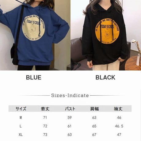 【選べる2カラー】 パーカー プルオーバー 韓国ファッション レディース ストリート系 ロゴ プリント 薄手 秋冬 秋 冬 (DTC-602174225125)