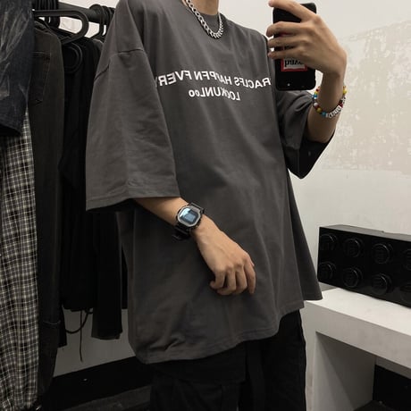 ユニセックス Tシャツ 半袖 ドロップショルダー ラウンドネック オーバーサイズ 韓国ファッション メンズ レディース トップス カジュアル ストリートファッション DTC-638055341572