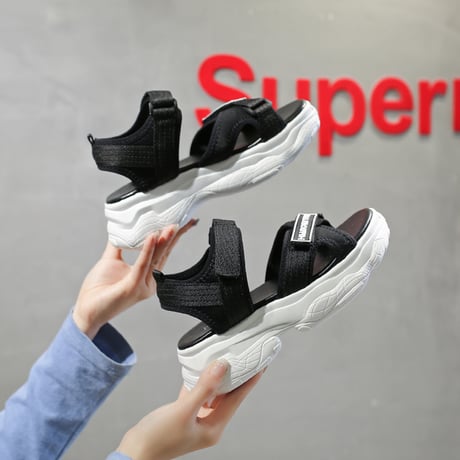 スポーツサンダル 厚底 スポサン 6.0cm 韓国ファッション レディース サンダル ベルト マジックテープ フラットサンダル 厚底サンダル フラット かわいい 歩きやすい 618070603594