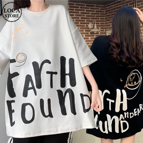 Tシャツ 半袖 英字プリント オーバーサイズ 韓国ファッション レディース カットソー トップス カジュアル ストリートファッション DTC-639781711694
