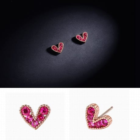 ピアス ハートモチーフ キラキラ 韓国アクセサリー キャッチ CZ キュービックジルコニア 合金 シルバー925 アクセサリー DTC-565168659547