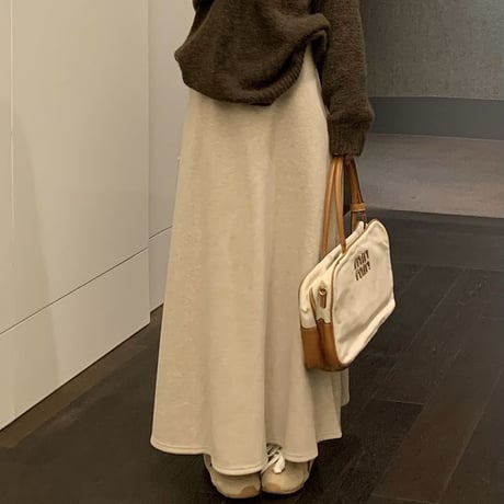 ロングスカート 裏起毛 ハイウエスト Aライン スカート 秋 冬 レトロ 韓国ファッション レディース 大人可愛い ガーリー DTC-856761915787