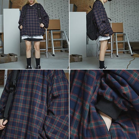 ユニセックス メンズ レディース ペア スウェット 可愛い チェック柄 ストリート 大きいサイズ 韓国ファッション (DCT-581464672315)
