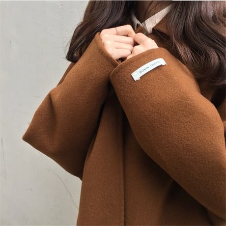 ウールコート レトロ キルティング加工 韓国ファッション レディース あったか コート アウター シングルブレスト キャメル ブラック ミディアム丈 春 秋 冬 (DTC-605464007030)