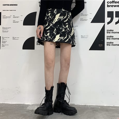 2点セット ミニスカート ＋ ロングスカート タイダイ染め 台形スカート ハイウエスト 韓国ファッション レディース タイトスカート 大人可愛い ガーリー DTC-635660946074_S
